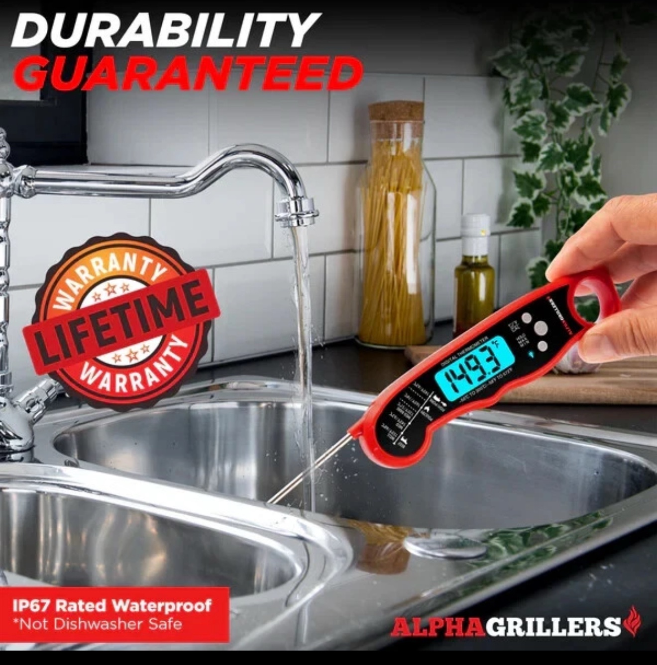 Alpha Grillers Instant Read Meat Thermometer for Grill Smoking and Cooking Temp - Image 2
